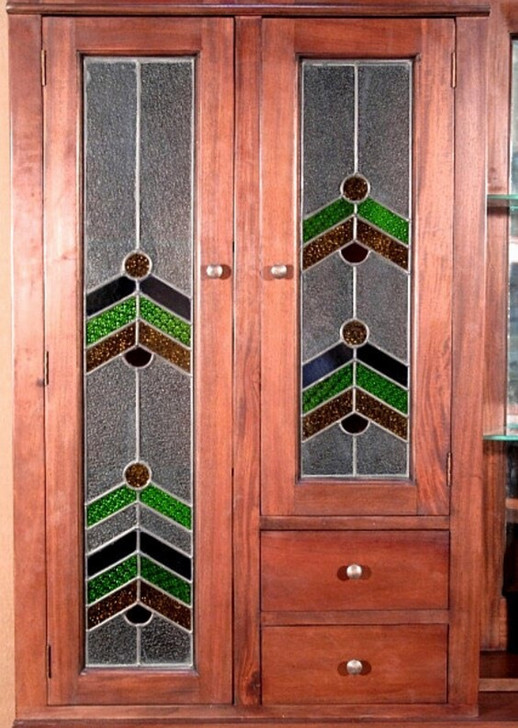 11ft Distressed Corner Pub Bar w/ Stained Glass