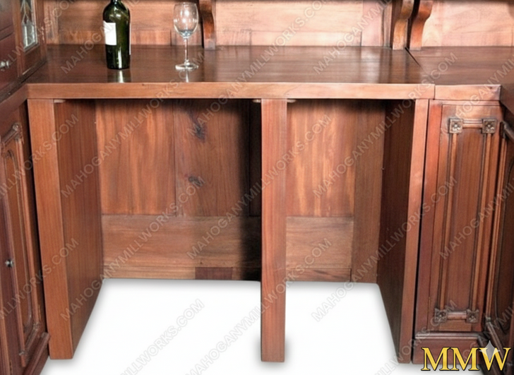 11ft Distressed Corner Pub Bar w/ Stained Glass