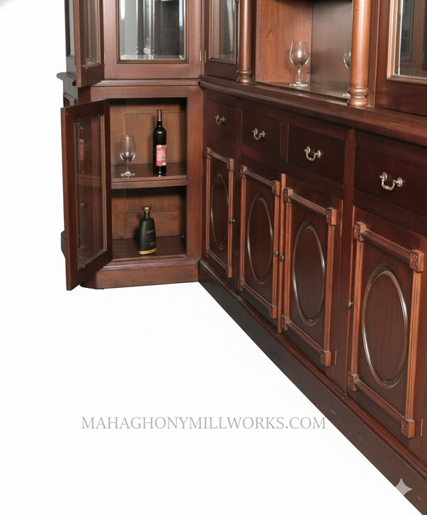 11ft L-Shape Pub Bar w/ Stained Glass &  Brass Rails