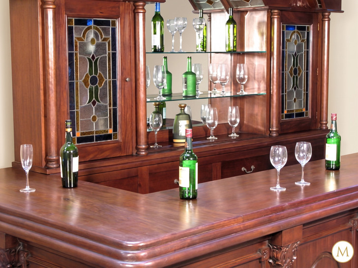 11ft Distressed Mahogany L-Shape Pub Bar