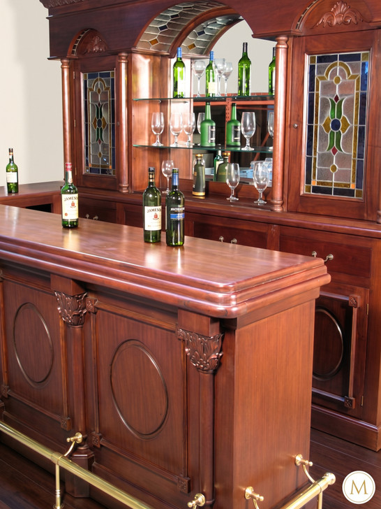 11ft Distressed Mahogany L-Shape Pub Bar