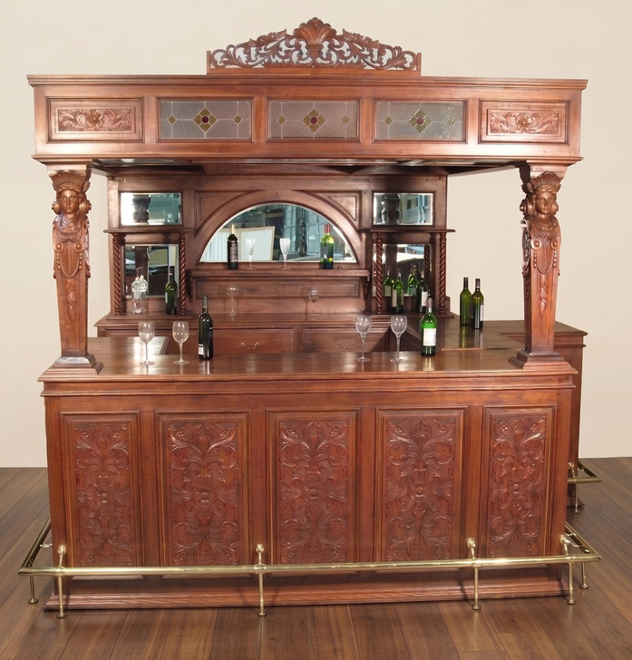 11ft Ornate Canopy Bar w/ Carved Figures