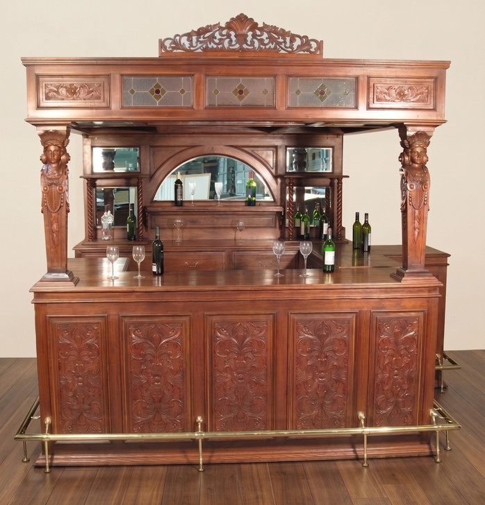 11ft Ornate Canopy Bar w/ Carved Figures