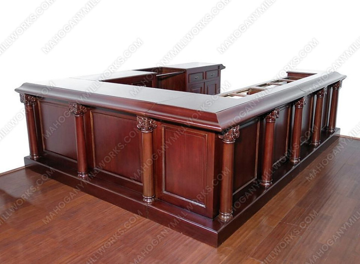12ft Mahogany U Shape English Pub Bar Set w// 9 Barstools