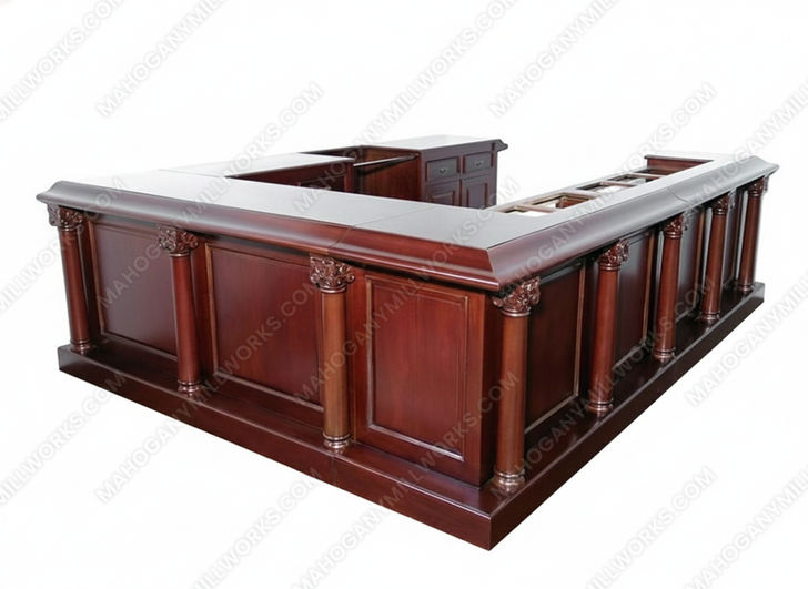 12ft Solid Mahogany U Shape English Pub Bar w/ 9 Bar Stools