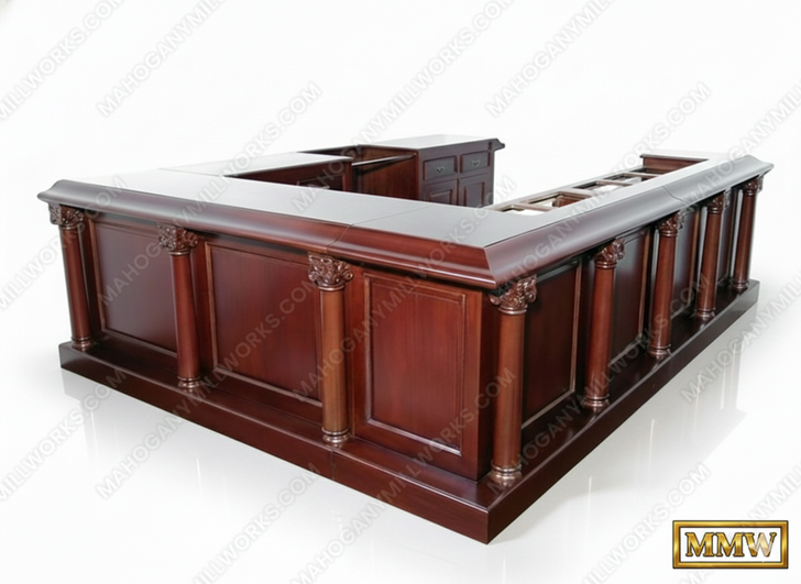 12ft Mahogany U Shape English Pub Bar Set w// 9 Barstools