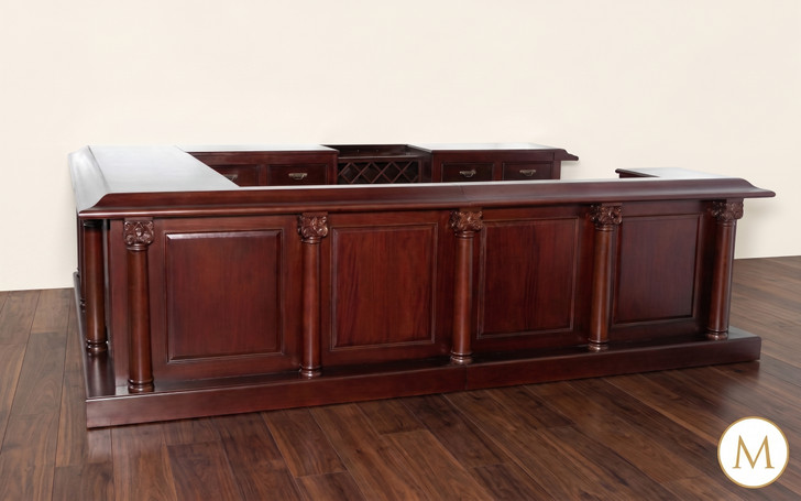 12ft Dark Mahogany U Shape Pub Bar w/ 9 Barstools