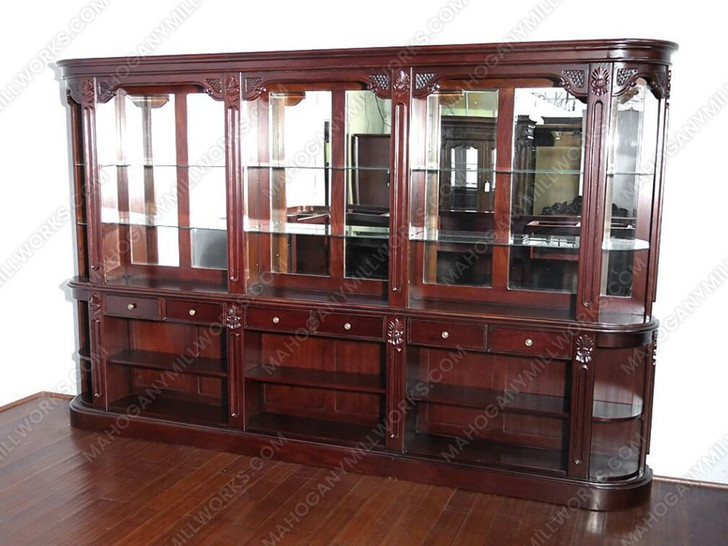 12ft Solid Mahogany Mirror back Pub Bar w/ 5 Bar Stools