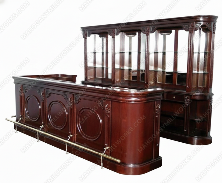 12ft Mahogany Mirror back Pub Bar w/ 5 Bar Stools