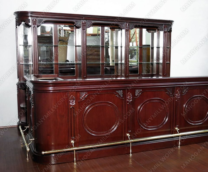 12ft L-Shape Pub Bar w/ Brass Rails