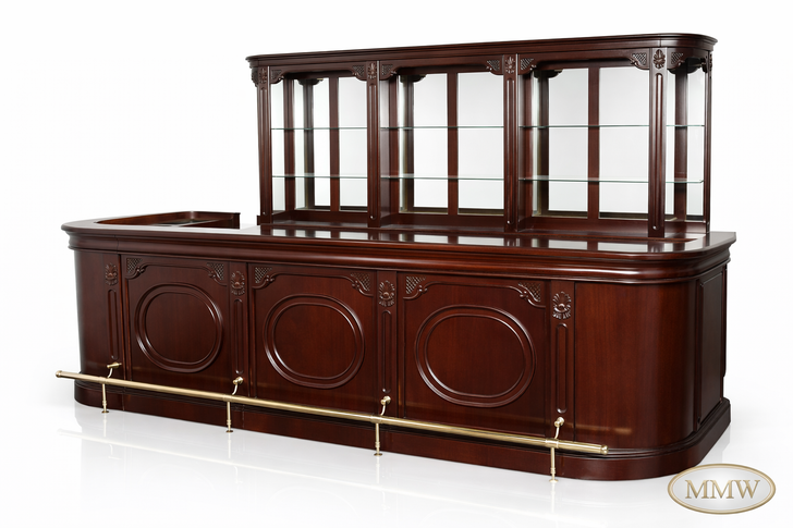 12ft L-Shape Pub Bar w/ Brass Rails