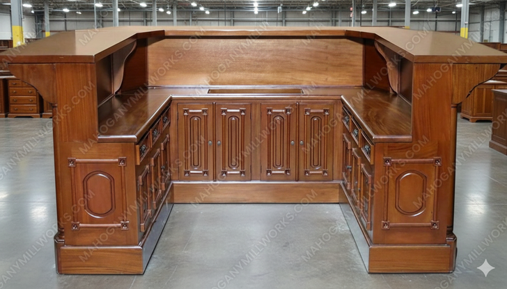 13.5ft Mahogany Pub Bar Set with Horseshoe U-Shaped Front