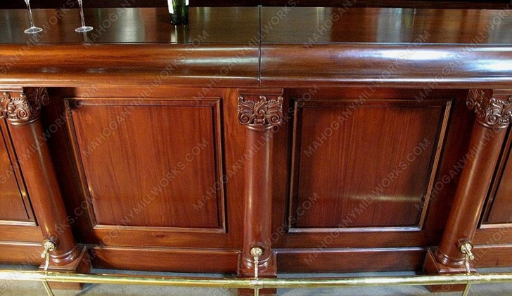 13ft Mahogany Traditional Pub Bar w/ Stained Glass