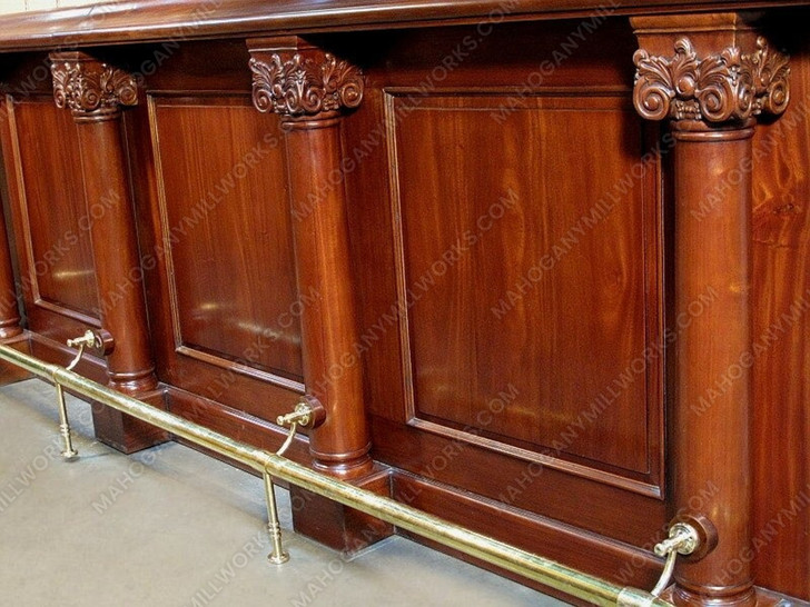 13ft Mahogany Traditional Pub Bar w/ Stained Glass