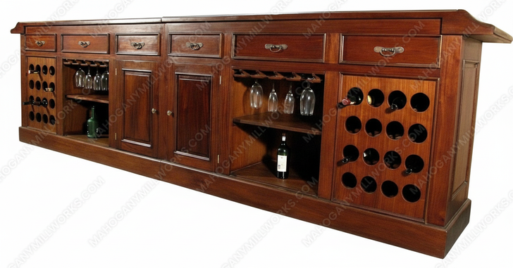 13ft Mahogany Pub Bar w/ Stained Glass