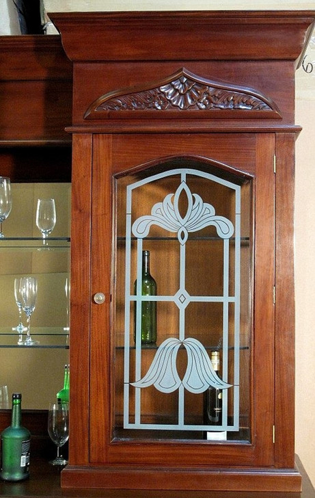 13ft Mahogany Pub Bar w/ Stained Glass