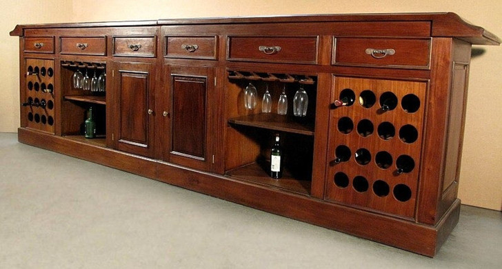 13ft Mahogany Pub Bar w/ Stained Glass