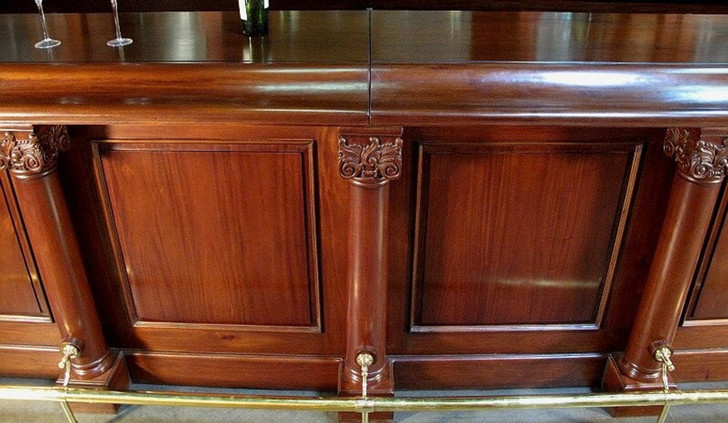 13ft Mahogany Pub Bar w/ Stained Glass