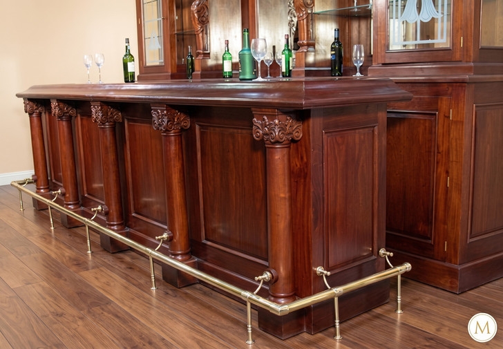 13ft Mahogany Pub Bar w/ Stained Glass