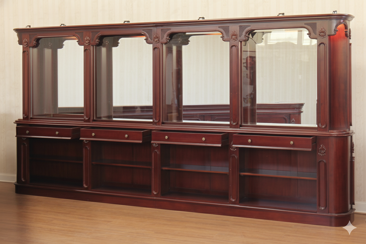 17.5ft Classic Mahogany Pub Bar Set w/ Brass Footrails