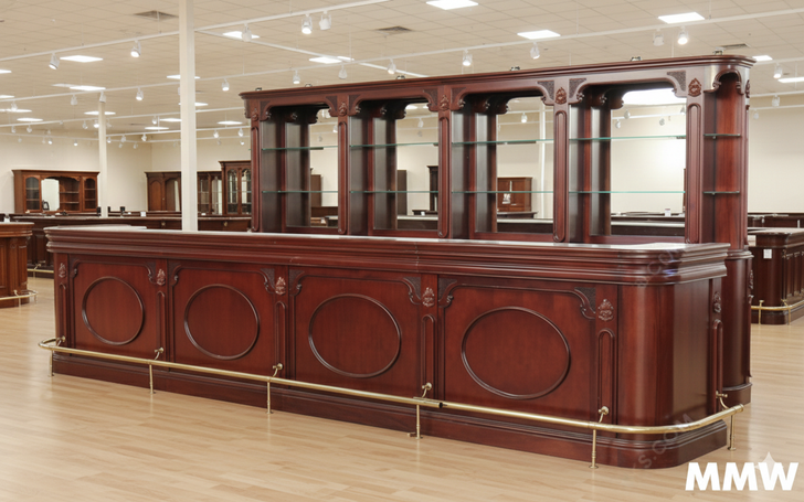 17.5ft Classic Mahogany Pub Bar Set w/ Brass Footrails