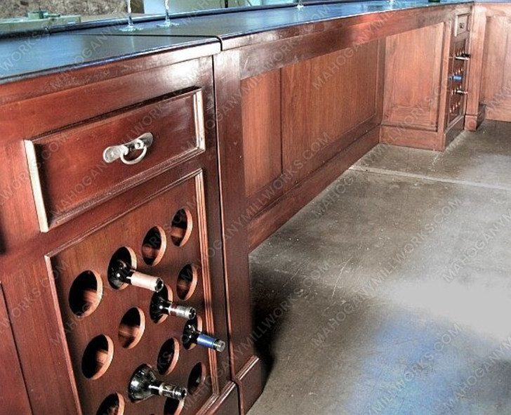 19.5ft Distressed Mahogany L-Shape Corner Bar