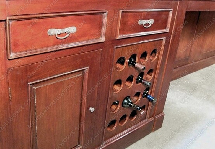 19.5ft Distressed Mahogany L-Shape Corner Bar