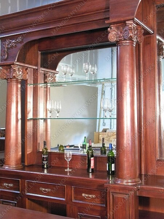19.5ft Distressed Mahogany L-Shape Corner Bar