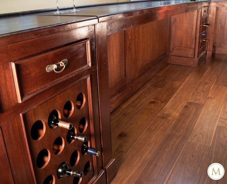 19.5ft Distressed Mahogany L-Shape Corner Bar