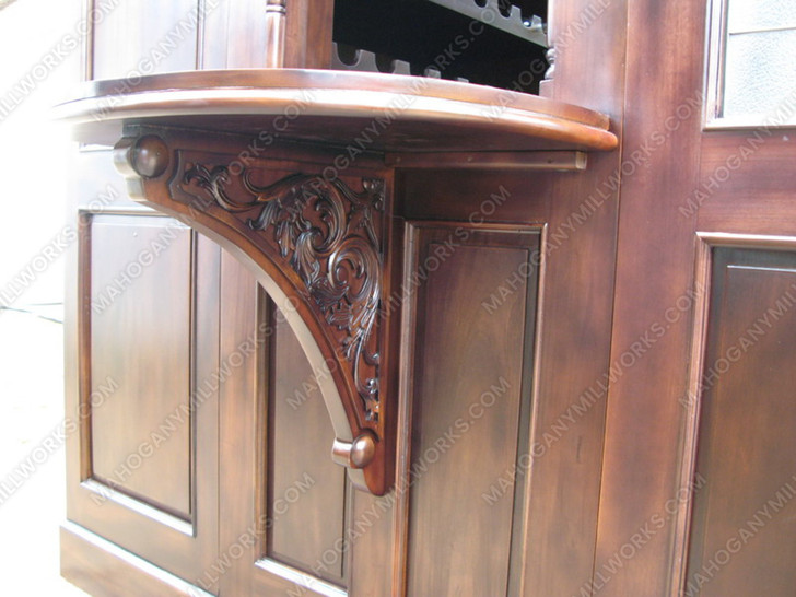25ft Magnificent Mahogany Carved Statues Canopy Pub Bar