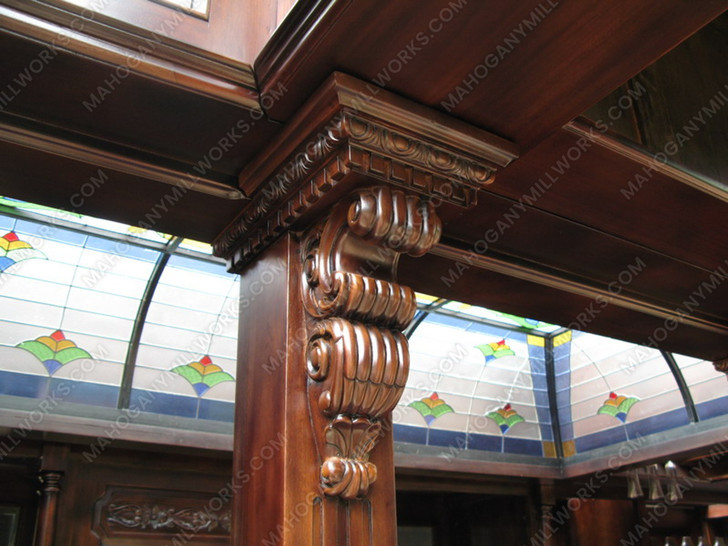 25ft Magnificent Mahogany Carved Statues Canopy Pub Bar