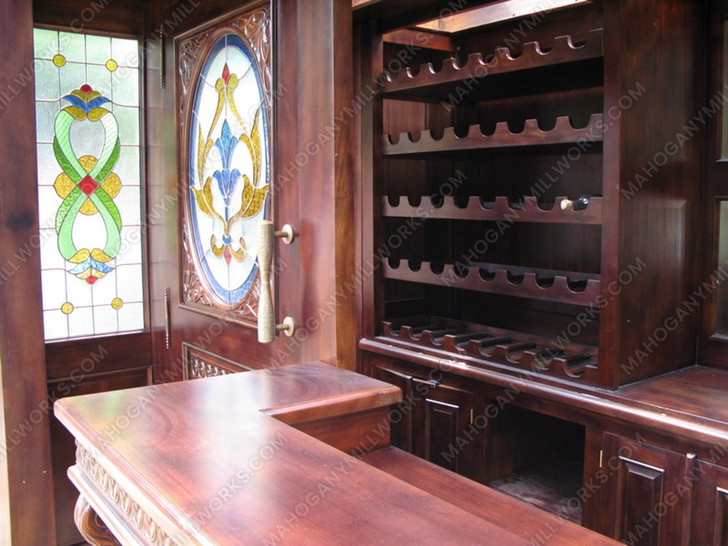 25ft Magnificent Mahogany Carved Statues Canopy Pub Bar