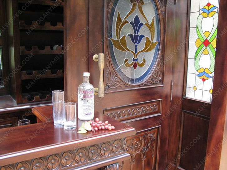 25ft Magnificent Mahogany Carved Statues Canopy Pub Bar