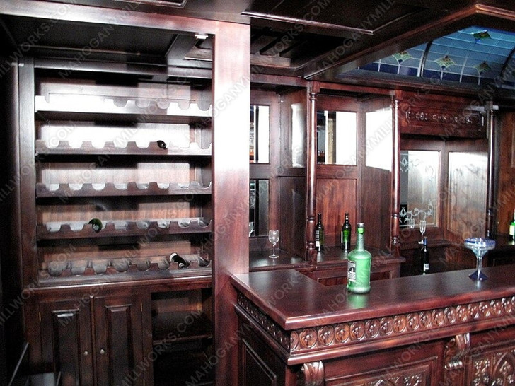25ft Magnificent Mahogany Carved Statues Canopy Pub Bar