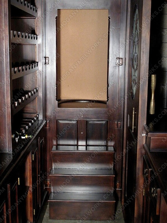 25ft Solid Mahogany Carved Canopy Home Pub Bar w/ Rails & Stained Glass