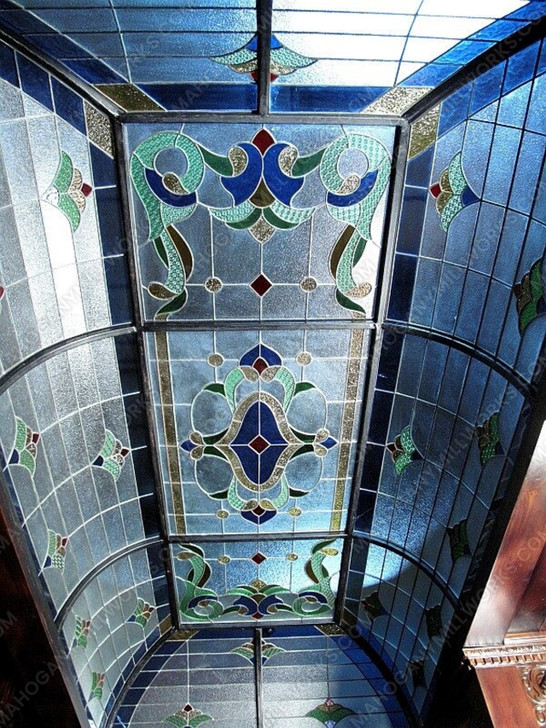 25ft Solid Mahogany Carved Canopy Home Pub Bar w/ Rails & Stained Glass