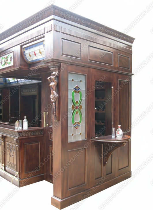 25ft Magnificent Mahogany Carved Statues Canopy Pub Bar