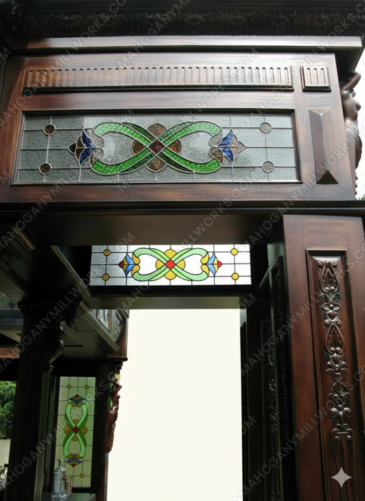 25ft Magnificent Mahogany Carved Statues Canopy Pub Bar