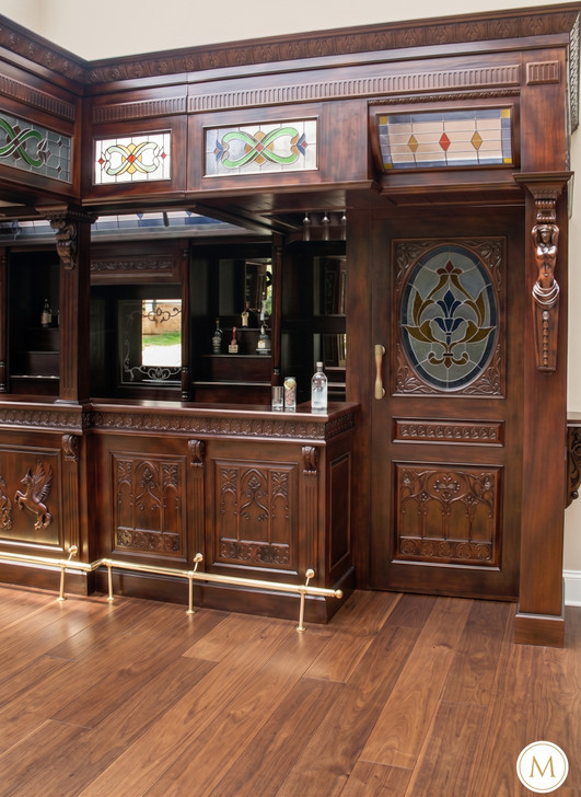 25ft Magnificent Mahogany Carved Statues Canopy Pub Bar