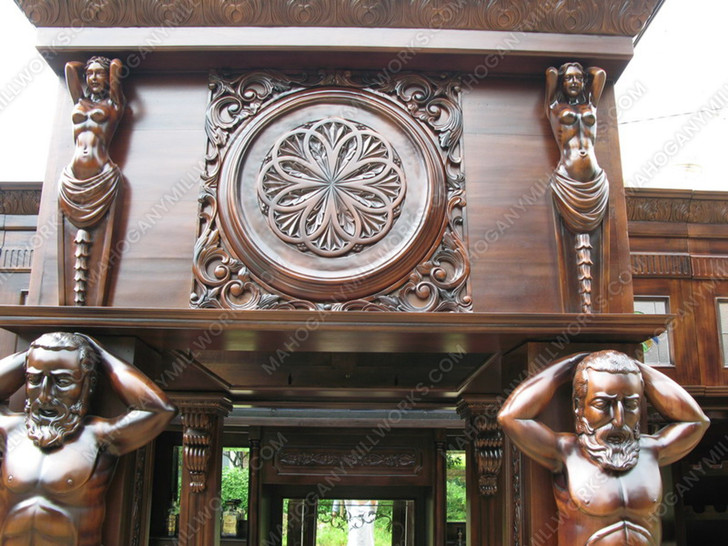 25ft Magnificent Mahogany Carved Statues Canopy Pub Bar