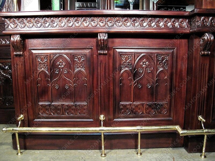 25ft Magnificent Mahogany Carved Statues Canopy Pub Bar
