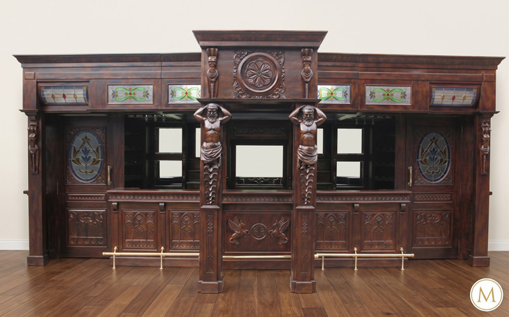 25ft Magnificent Mahogany Carved Statues Canopy Pub Bar
