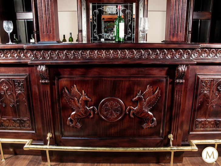 25ft Magnificent Mahogany Carved Statues Canopy Pub Bar