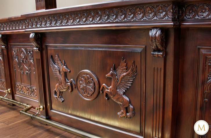 25ft Magnificent Mahogany Carved Statues Canopy Pub Bar