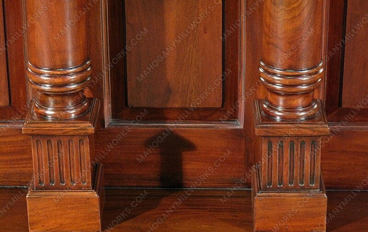 33ft Mahogany Hand-Carved Wall Paneling Unit w/ Fluted Columns