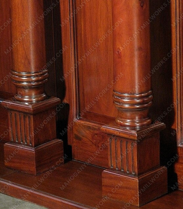 33ft Mahogany Hand-Carved Wall Paneling Unit w/ Fluted Columns