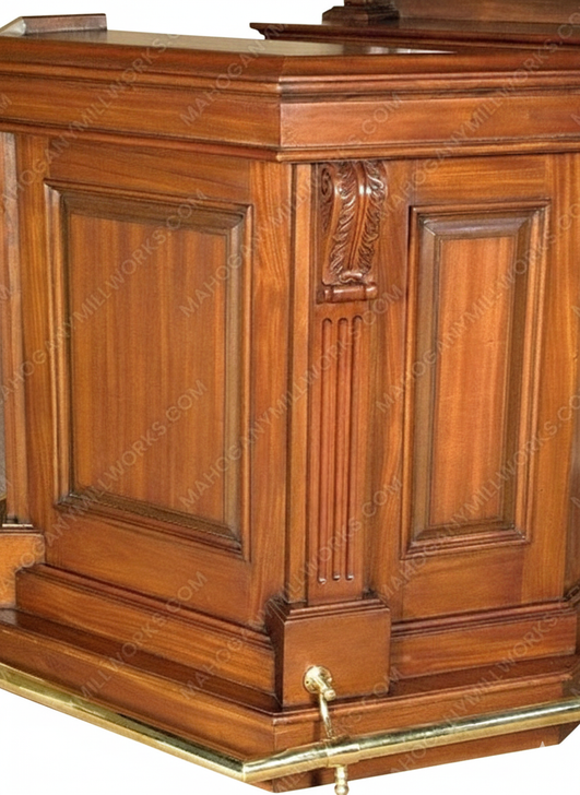 Small Distressed Mahogany Home Pub Bar w/ Brass Rails