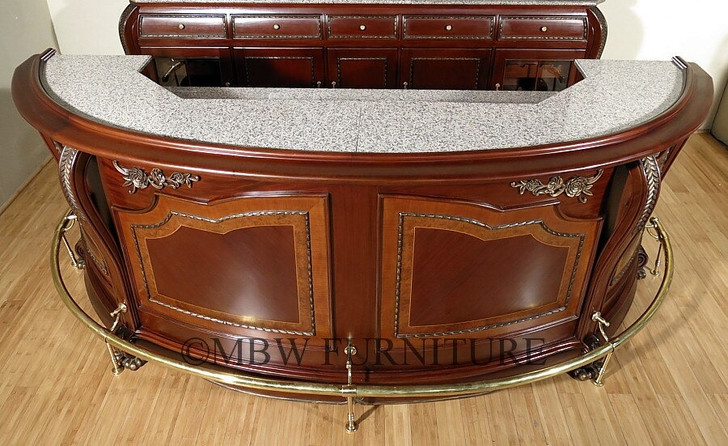 5 Piece Italian inlay Marquetry Marble Top Pub Bar Set w/ 4 Barstools