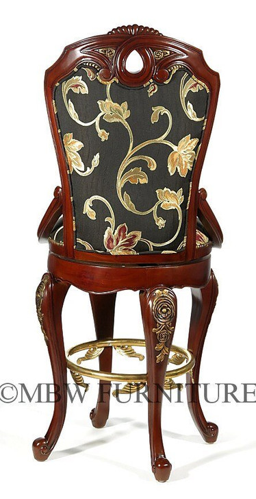 5 Piece Italian inlay Marquetry Marble Top Pub Bar Set w/ 4 Barstools