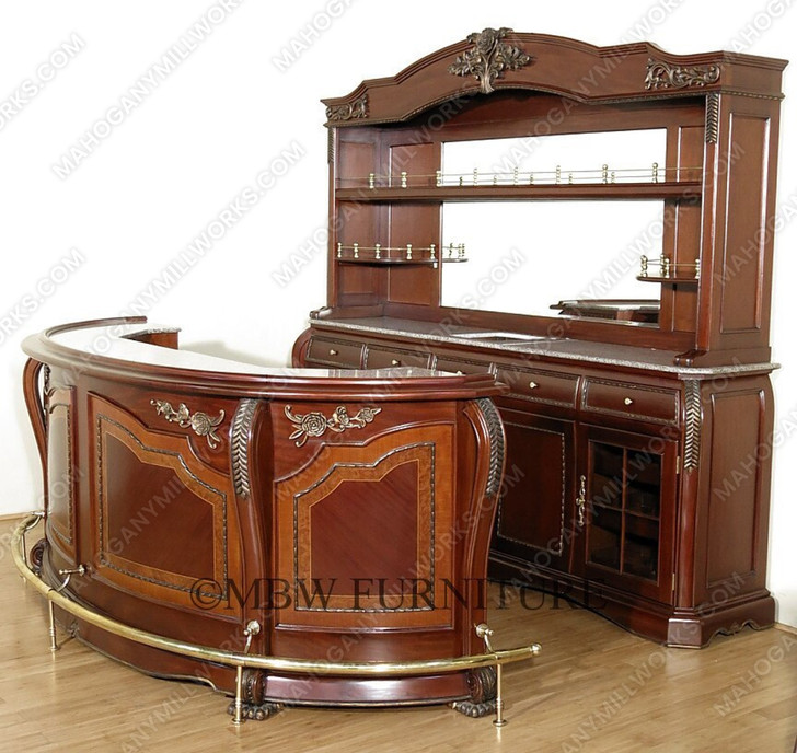 5 Piece Italian inlay Marquetry Marble Top Pub Bar Set w/ 4 Barstools